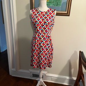 Kate spade sheath dress, size 10. Colorful geometric pattern.
